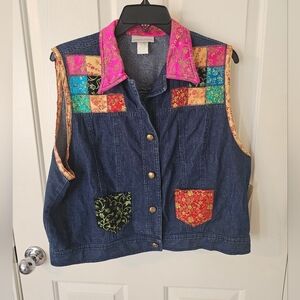 Colorful Patchwork Denim Vest